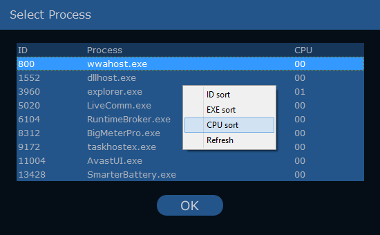 Big Meter Pro - Process list